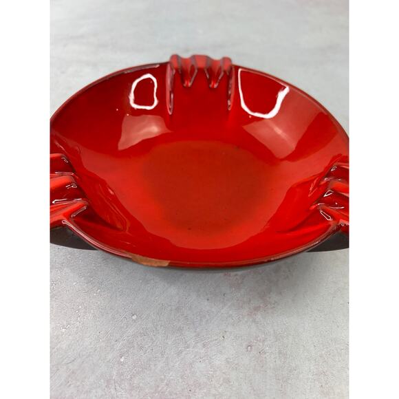 Vintage Frankoma Pottery Ashtray Red Brown Base 453 Chipped - Picture 5 of 11